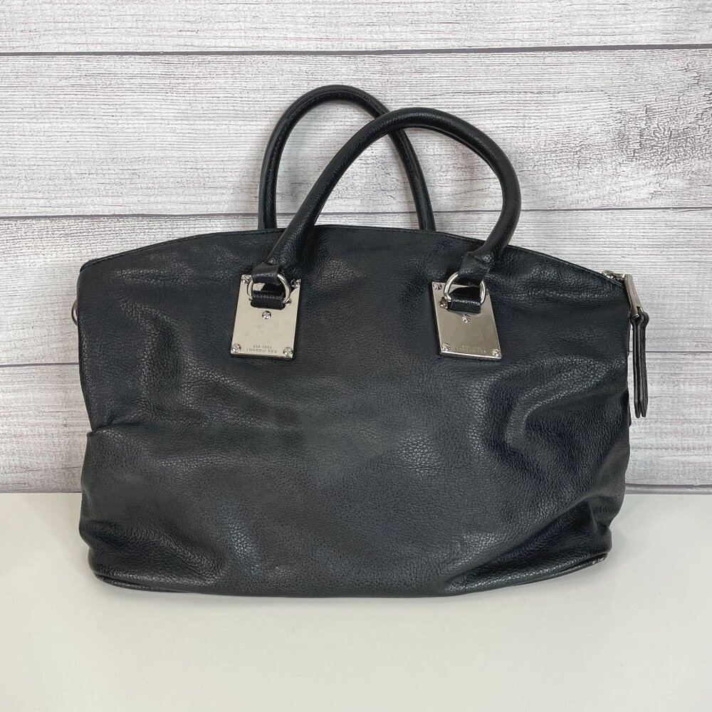 London Fog Pebbled LEATHER Top Handle Handbag Pockets Medium Classic Everyday‎